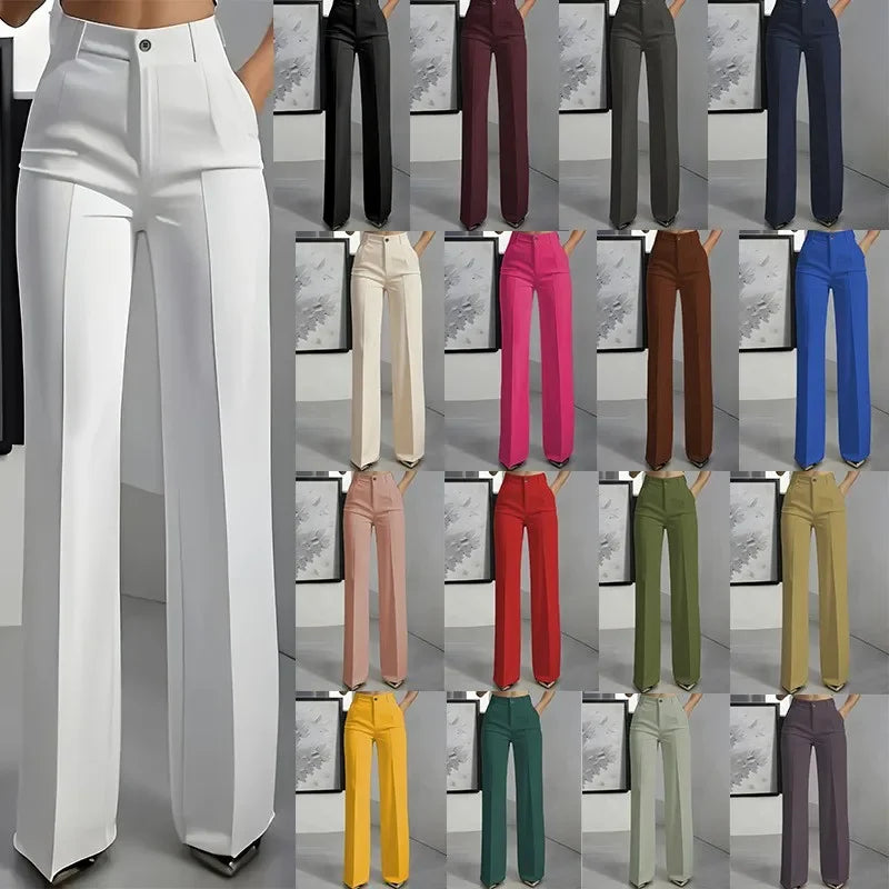 Women's High Waisted Straight Leg Formal Trousers