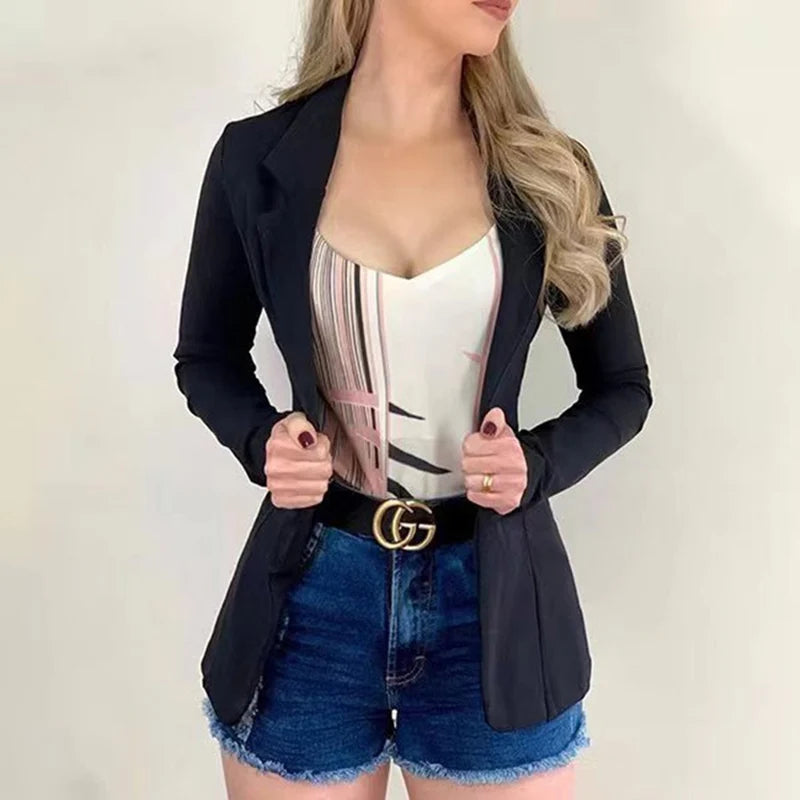 Women's Single Button Tailored Blazer with Pockets