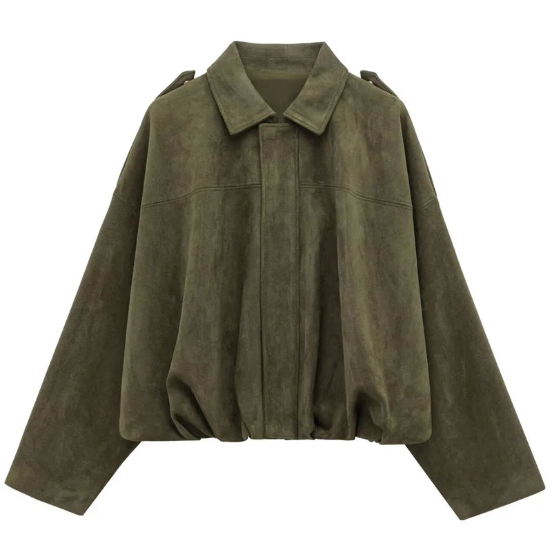Women's Faux Suede Bomber Jacket