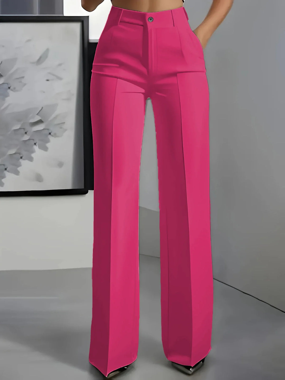 Women's High Waisted Straight Leg Formal Trousers