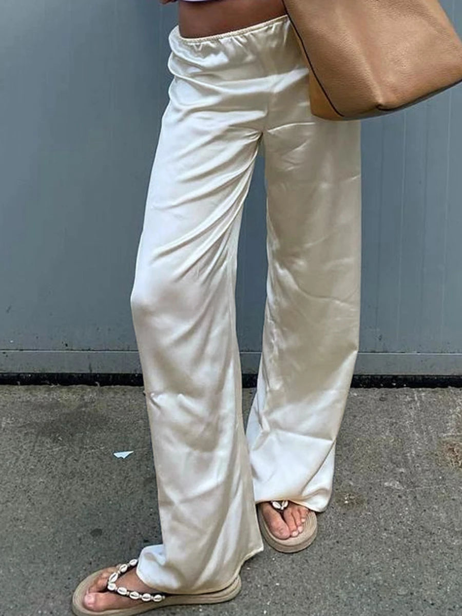 Women's Satin Wide-Leg Trousers