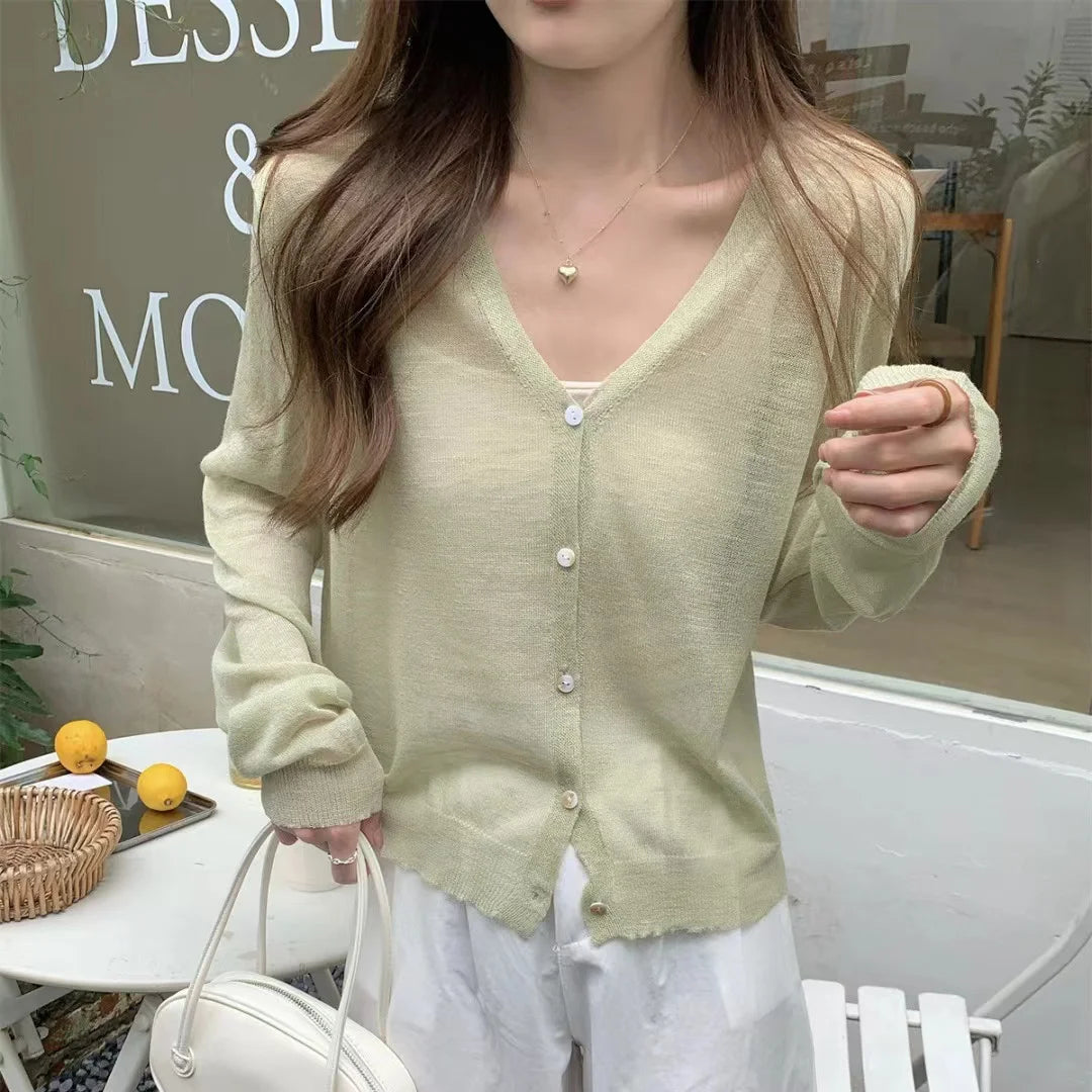 Women's Lightweight V-Neck Button Cardigan