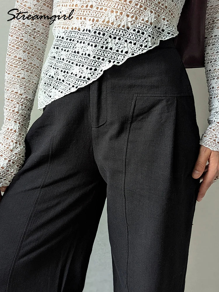 Women's Cotton-Linen Wide-Leg Trousers