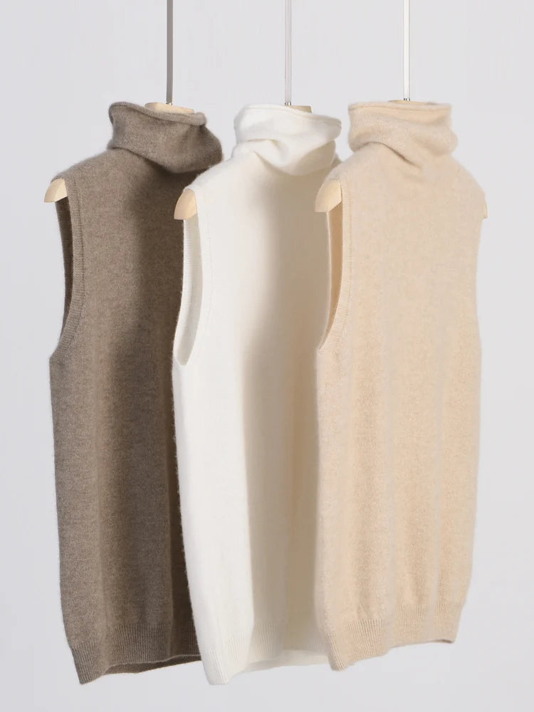 Women's Merino Wool-Blend Turtleneck Vest