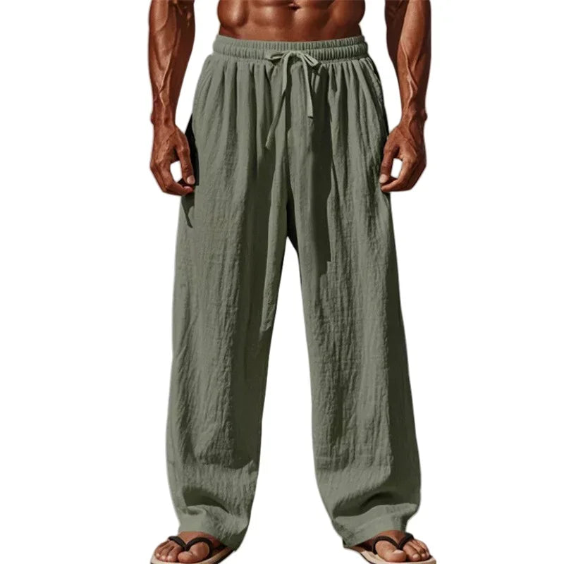 Men's Cotton-Linen Straight Leg Trousers