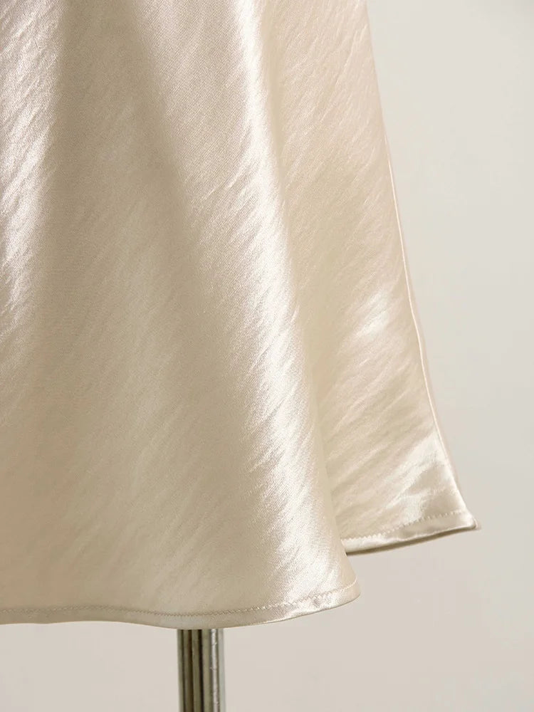 Women's High Waisted Satin A-Line Mini Skirt