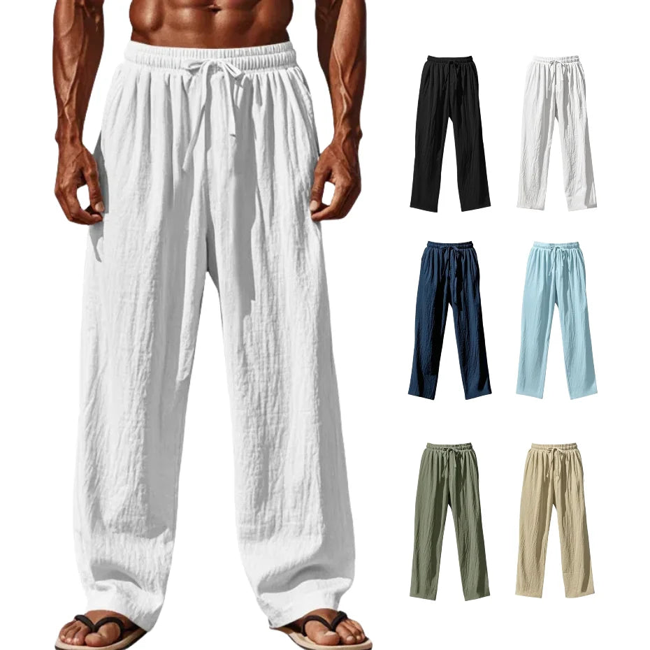 Men's Cotton-Linen Straight Leg Trousers