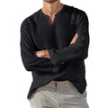 Men's Long Sleeve Linen V-Neck Shirt