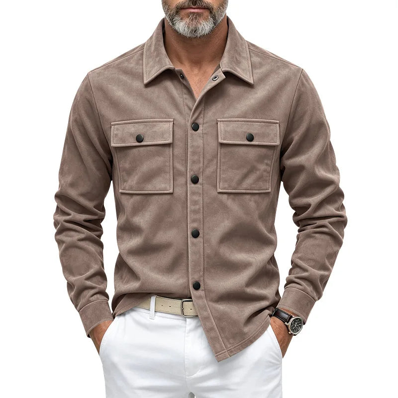 Men's Suede-Effect Overshirt