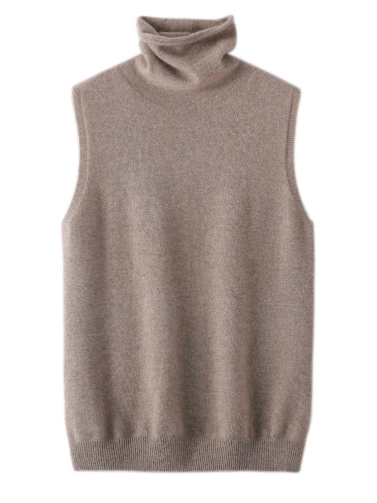 Women's Merino Wool-Blend Turtleneck Vest