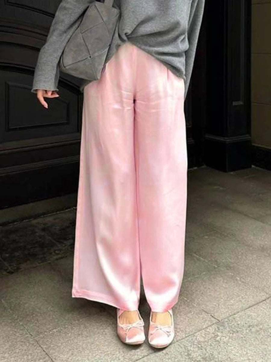 Women's Satin Wide-Leg Trousers