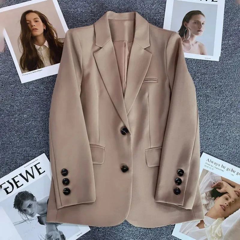 Women's Slim Fit Single Button Office Blazer