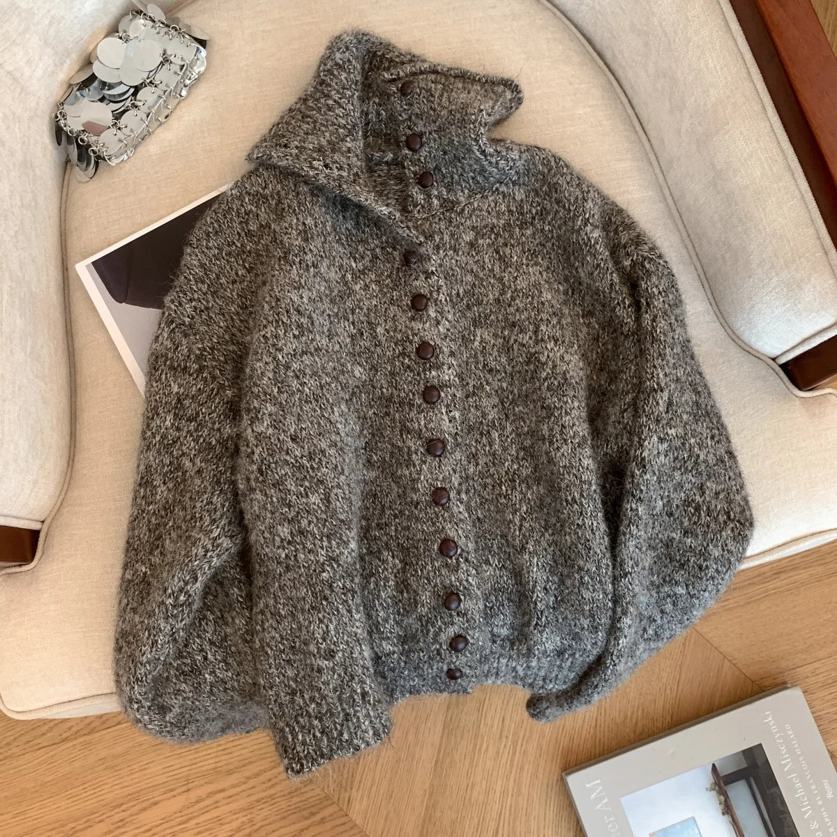 Women's Roll Neck Cardigan
