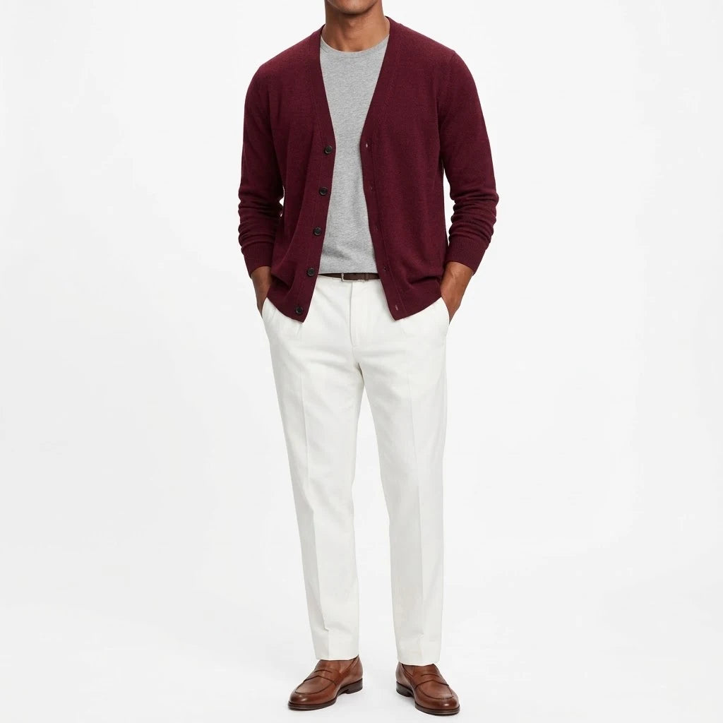 Men's V-Neck Button Cardigan