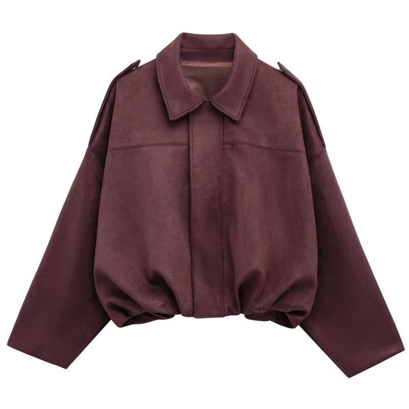 Women's Faux Suede Bomber Jacket