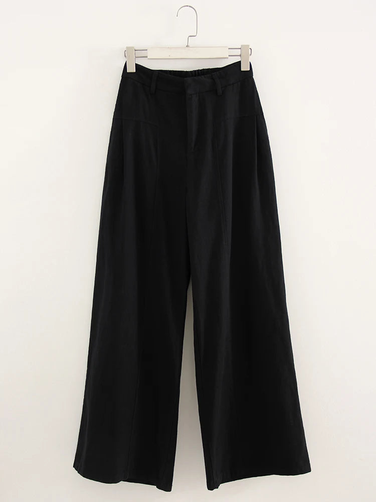 Women's Cotton-Linen Wide-Leg Trousers