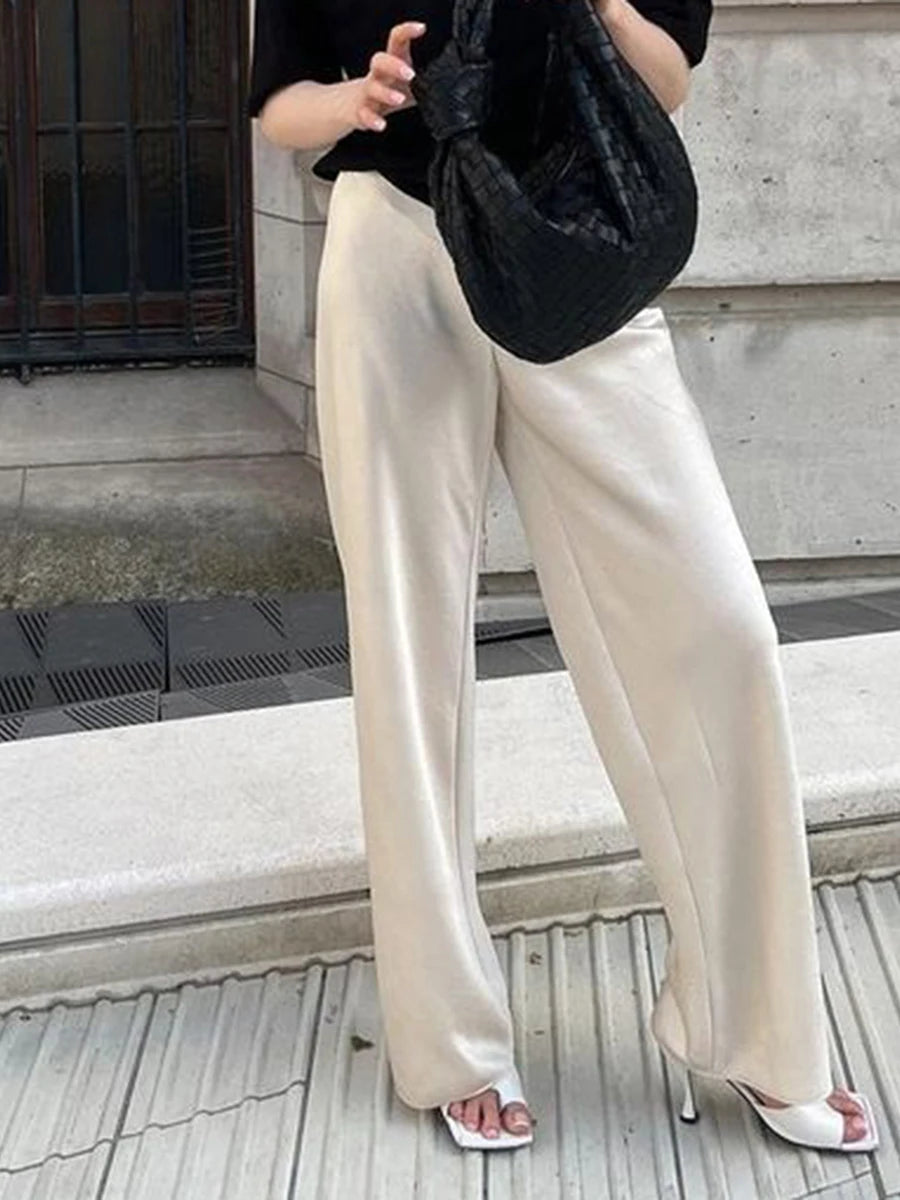 Women's Satin Wide-Leg Trousers