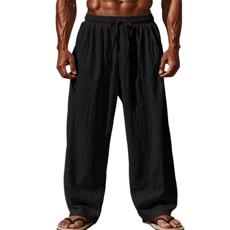 Men's Cotton-Linen Straight Leg Trousers