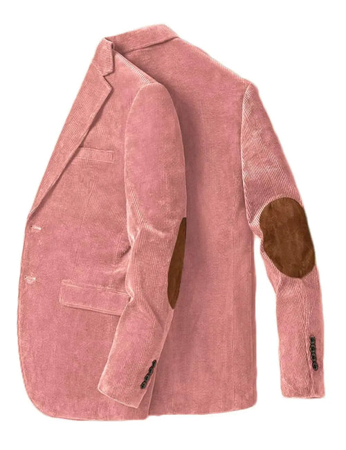 Men's Corduroy Blazer with Elbow Patches, Single Breasted