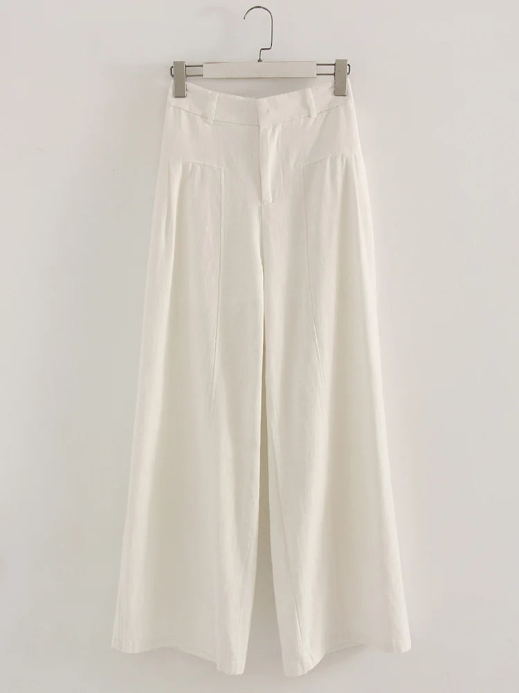 Women's Cotton-Linen Wide-Leg Trousers