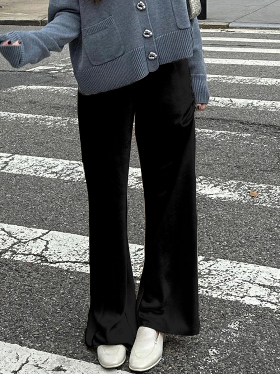 Women's Satin Wide-Leg Trousers