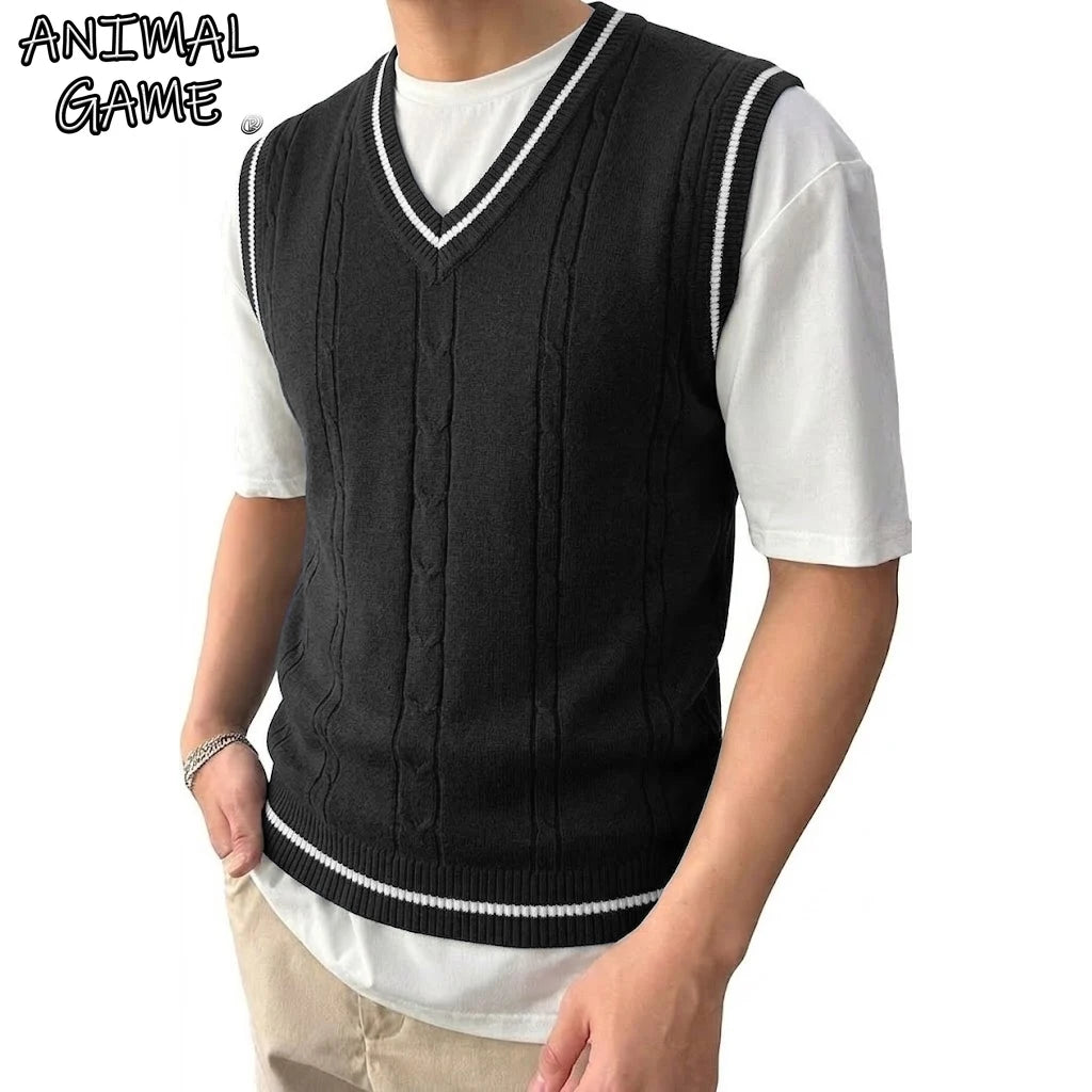 Men's V-neck knit sweater vest by Arthur Hale