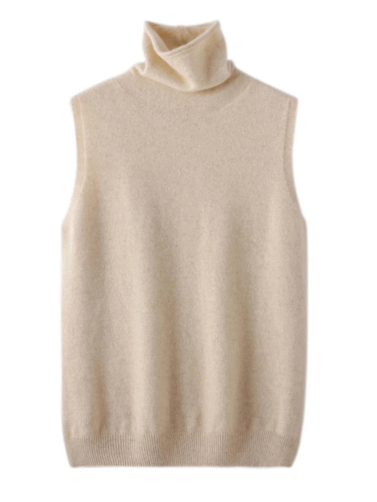Women's Merino Wool-Blend Turtleneck Vest