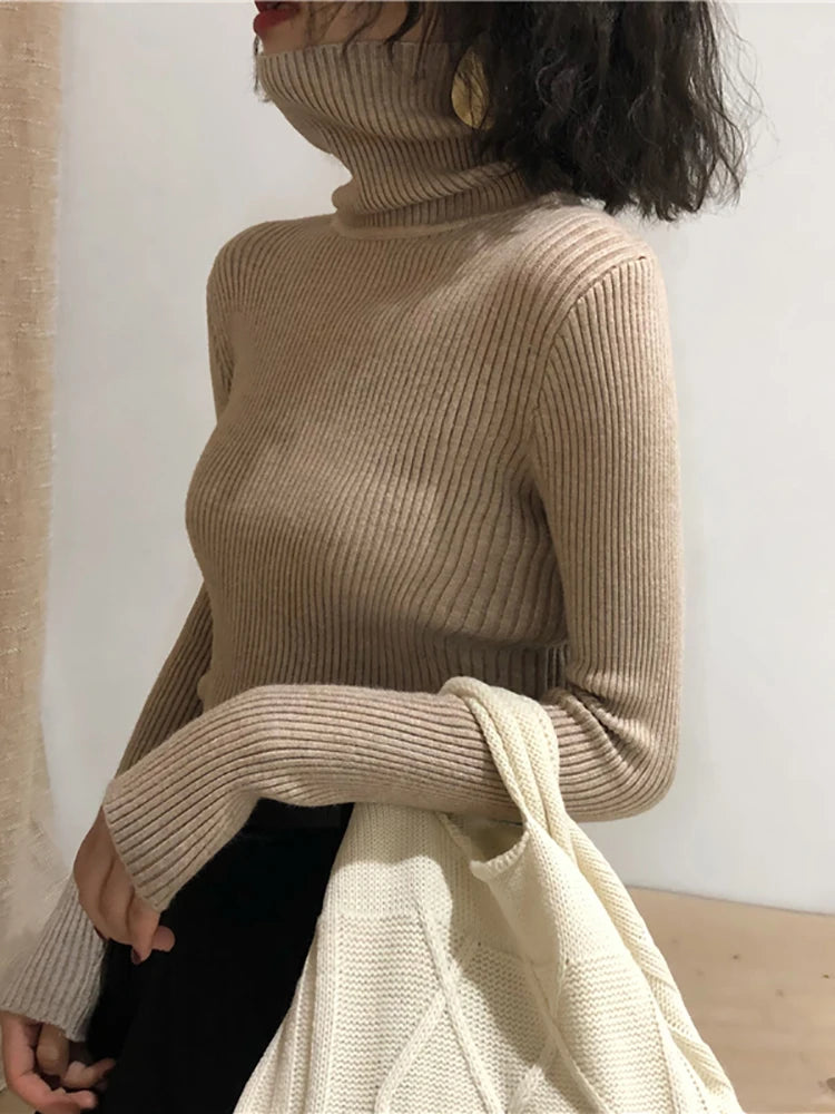 Women's Slim Fit Turtleneck Knit Jumper