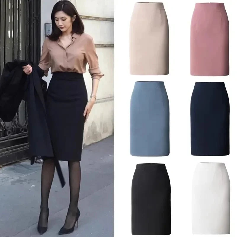 Women's high waisted knee length pencil skirt by Arthur Hale
