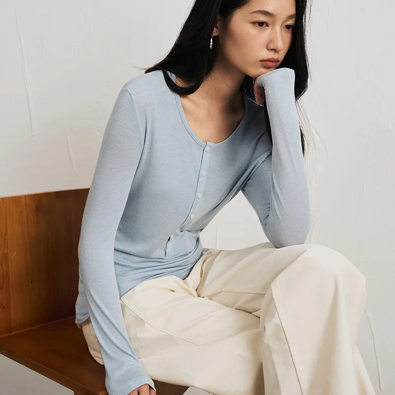 Women's Silk-Wool Blend Knit Top