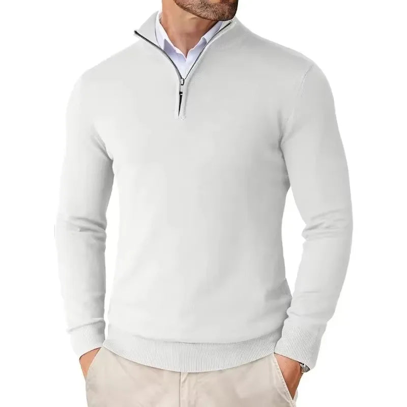 Men's Quarter Zip Mock Neck Knit Jumper