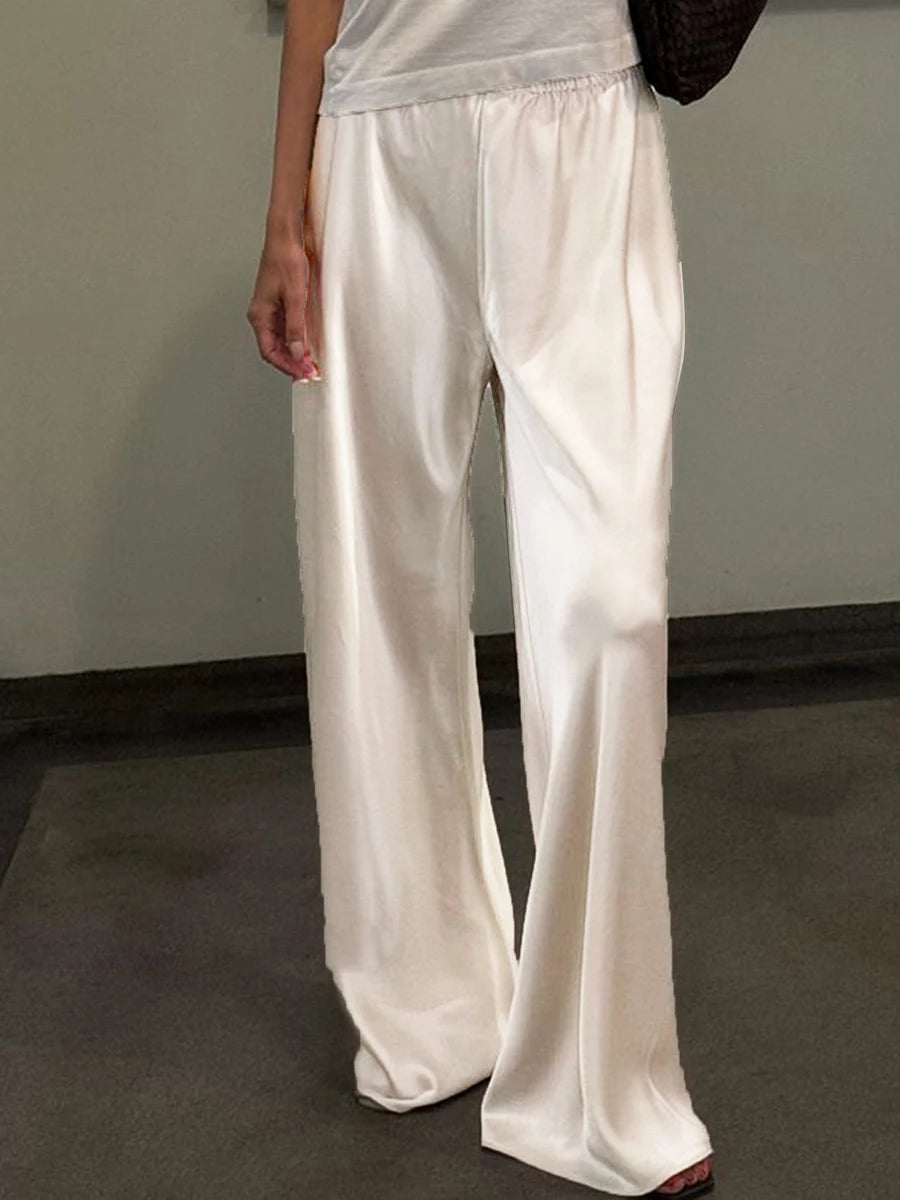 Women's Satin Wide-Leg Trousers