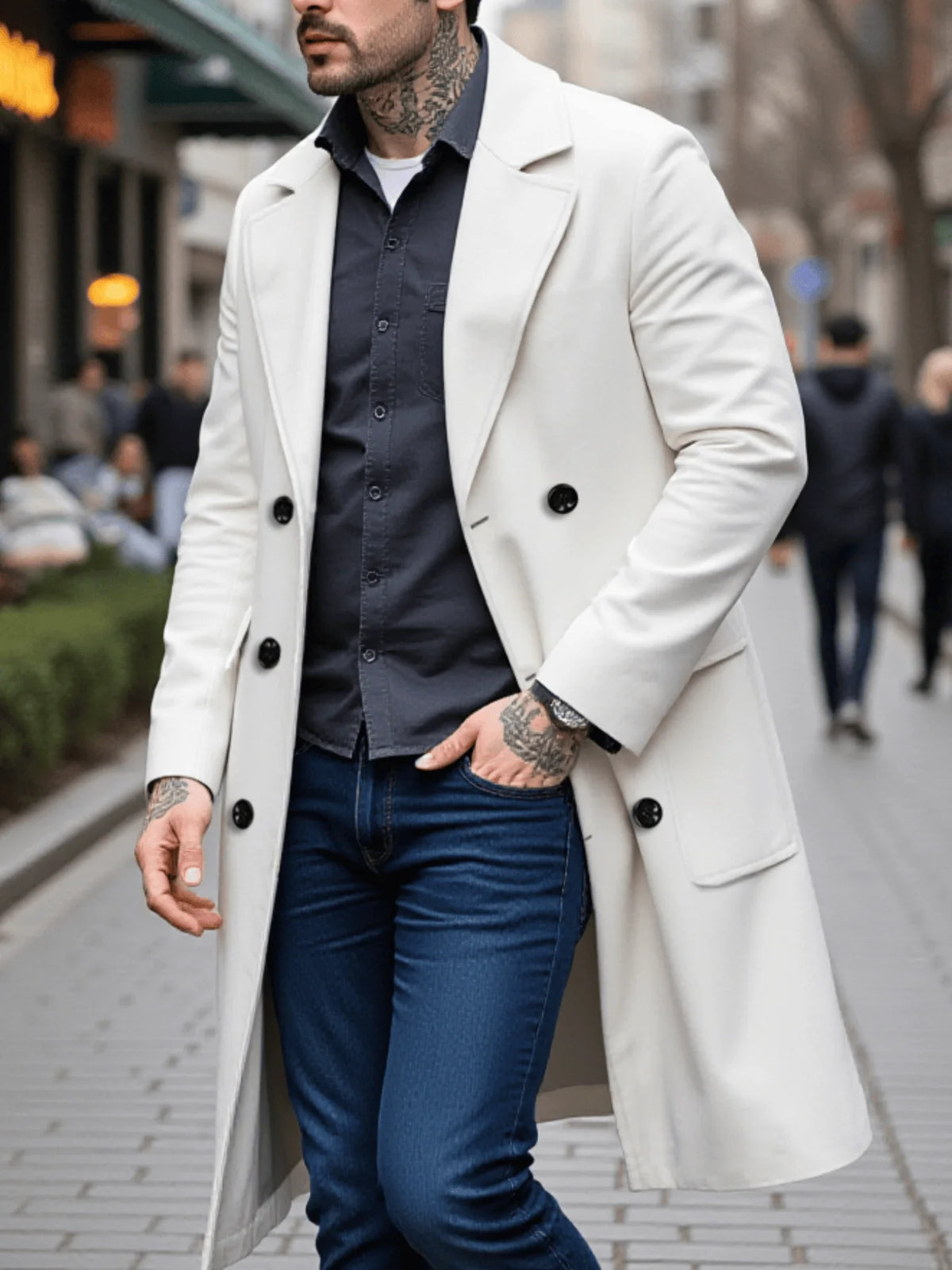 Men's Double-Breasted Overcoat