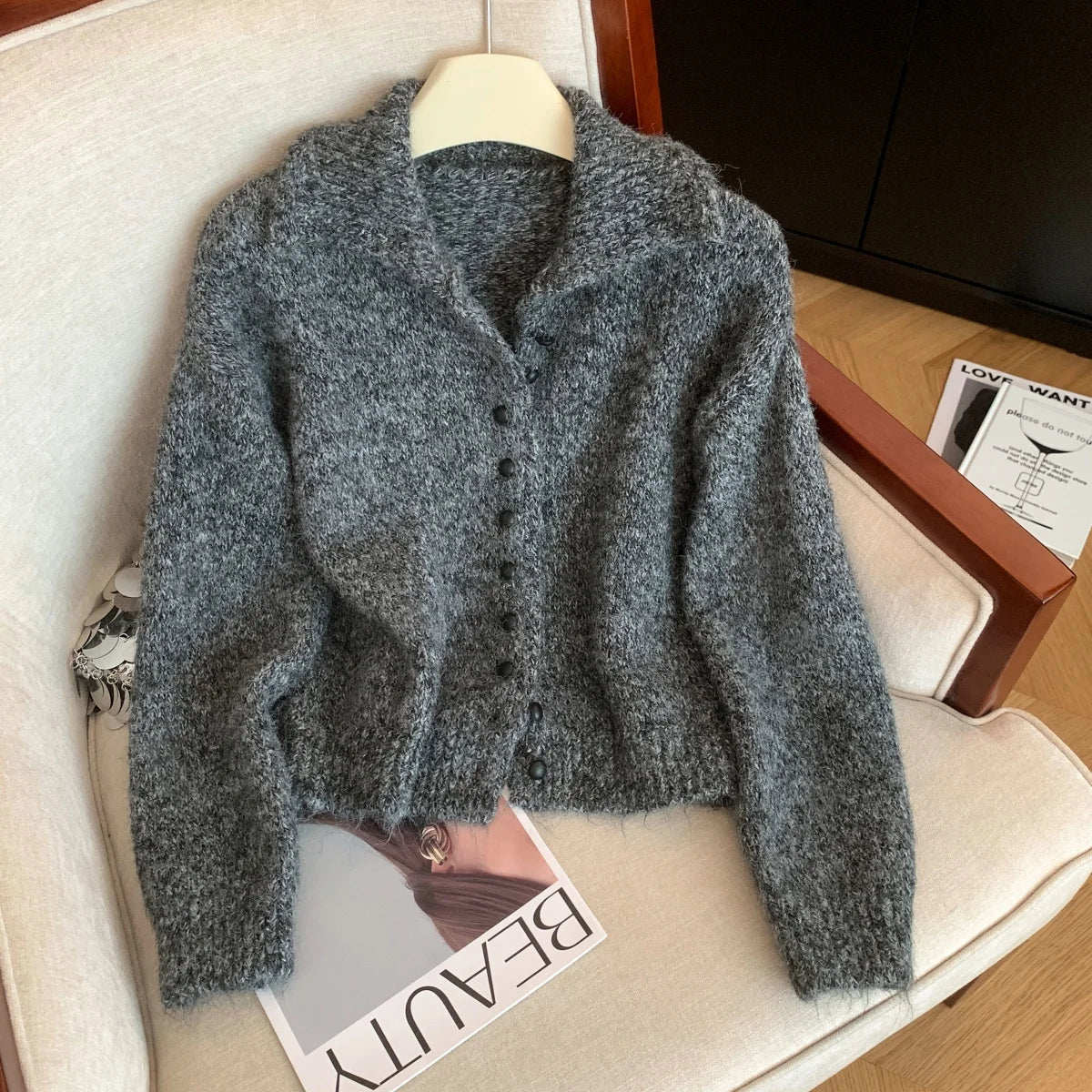 Women's Roll Neck Cardigan
