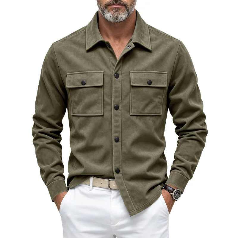 Men's Suede-Effect Overshirt
