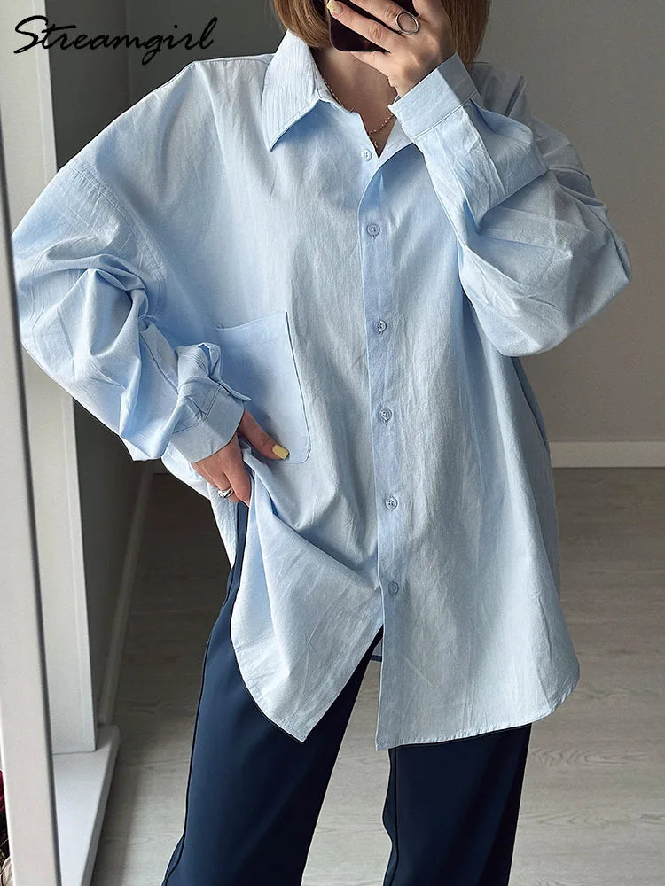 Women's oversized cotton button-up shirt by Arthur Hale