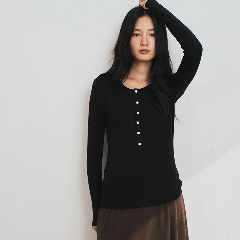 Women's Silk-Wool Blend Knit Top