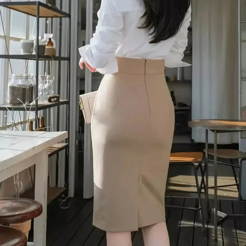 Women's High Waisted Knee Length Pencil Skirt