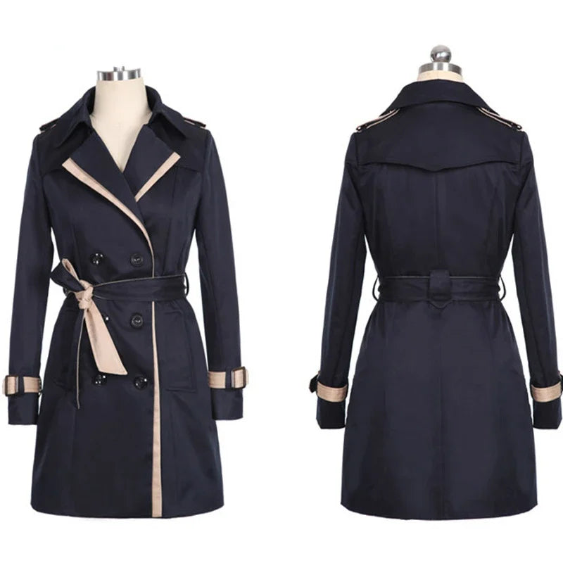 Women's Double Breasted Long Trench Coat with Belt