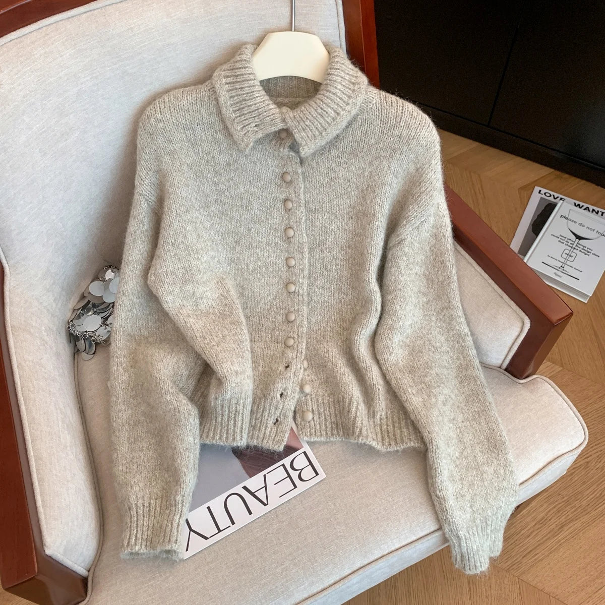 Women's Roll Neck Cardigan