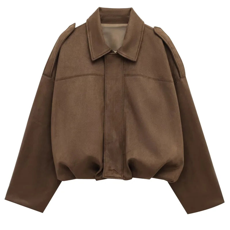 Women's Faux Suede Bomber Jacket