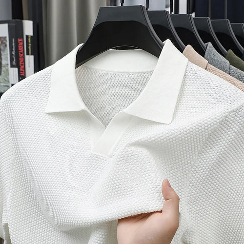 Men's Cotton Knit V-Neck Polo Shirt