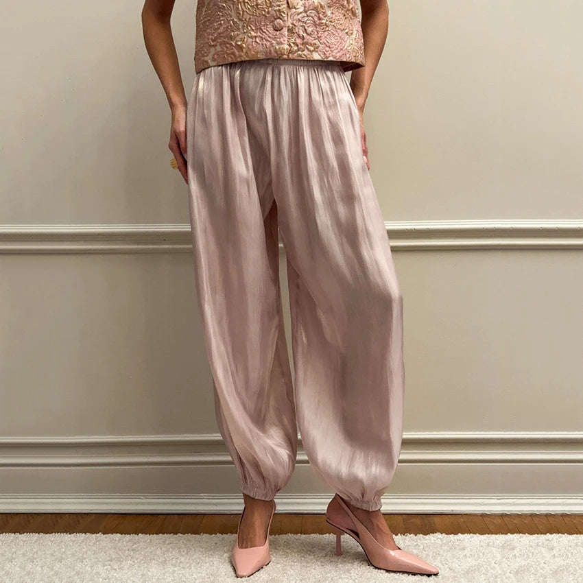 Women's Pleated Crepe Trousers