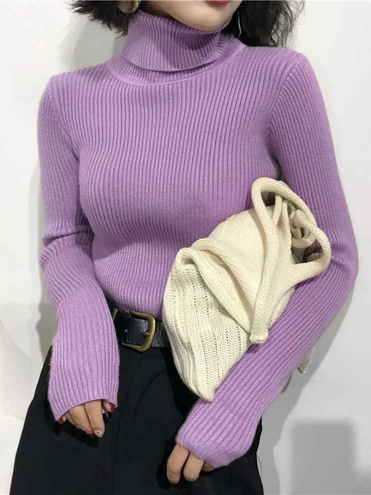 Women's Slim Fit Turtleneck Knit Jumper