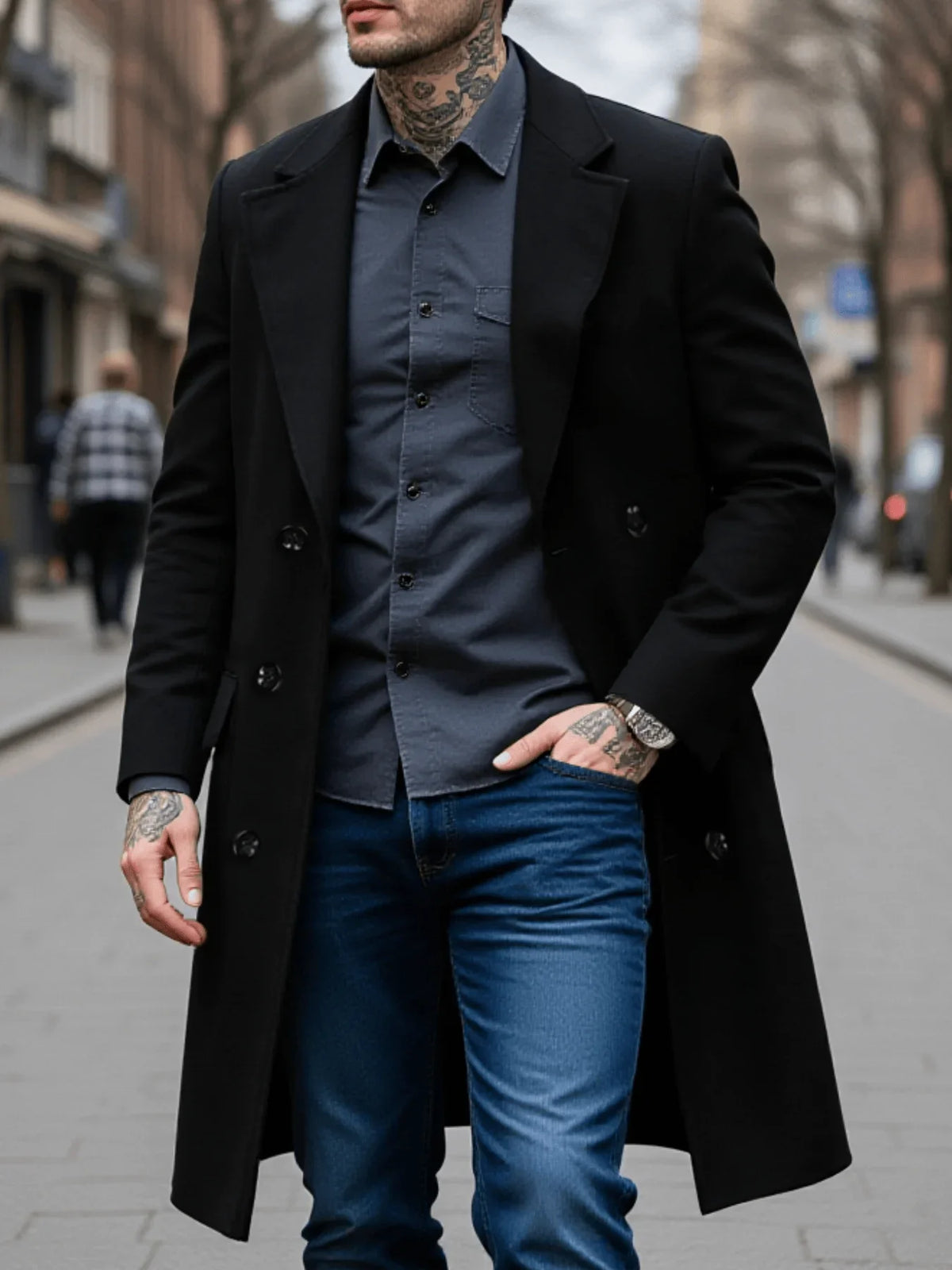 Men's Double-Breasted Overcoat